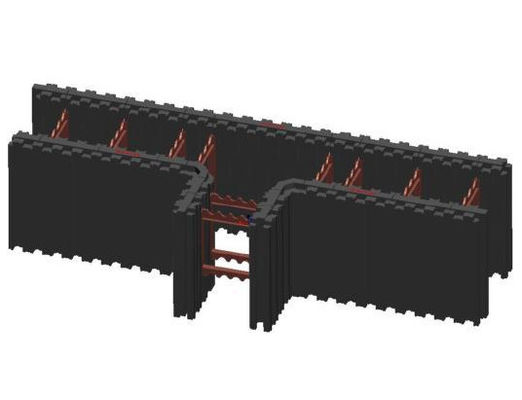 الصين أشكال خرسانية سوداء معزولة لوحة مستقيمة 90 ركنًا على شكل T مكعبات بناء جدار Icfs المزود